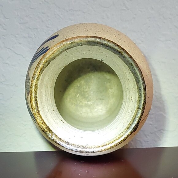 Hand Painted Tonala Mexican Pottery Floral Bird Vase - Picture 11 of 16